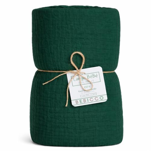 BEBICCO Lange Bebe 120x120cm – 100% Gaze de Coton Bio Ultra Douce – Couverture d’Emmaillotage Légère, Respirante & Facile à Laver – Idée Cadeau de Naissance Mixte.