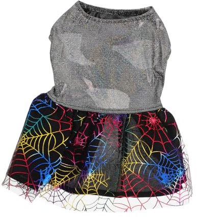 YARNOW Halloween Hunde Rock Mit Spinnennetz-Design Stilvolles Kostüm Für Haustiere Für Halloween-Partys Geeignet Für Kleine Und Mittelgroße Hunde Glänzendes
