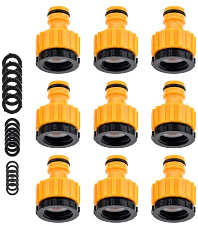 gohantee Gartenschlauch Anschluss Schlauchverbinder 1/2 Zoll 3/4 Zoll 2 in 1 Tap Connector Faucet Adapter für Wasserhähne mit Gewinde，Kunststoff Garten Schlauch Anschluss 9 Stück