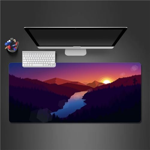 QiHon Gaming Mauspad XXL Dschungel Sonnenaufgang Großes Mauspad Schreibtischauflage mit Vernähte Kanten Einer speziellen Oberfläche verbessert Geschwindigkeit und Präzision 700x400x2mm
