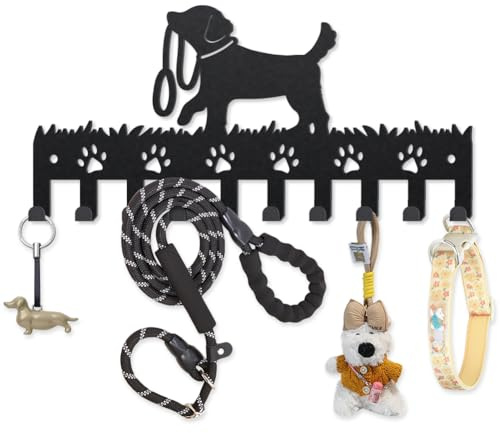 MAYJOYDIY Metall-Hunde-Kleiderhaken, Wandhalterung, Hundeleine, Garderobe, 24 x 12 cm, 10 Haken, dekorative Pfoten-Schlüsselhaken, Schlüsselhalter für Wandliebhaber, Geschenk, zum Aufhängen von Hüten,
