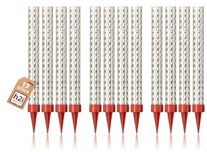 h2i Eissterne | 12 x Silber | 60 Sek. Brenndauer | Eisfontäne Sprühkerze Wunderkerze - Highlight für Events Party Hochzeit Geburtstag | Tischfeuerwerk & Deko für Flaschen & Torten | Kat F1