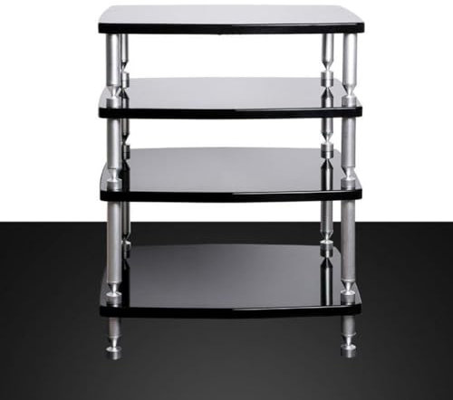 HAEKEBC 4-lagiger Medienständer Audio Rack Mobil Hölzernes Stereokabinett Plattenspieler Tisch Heimkino HiFi Regal Büro Audioschrank(4Tier)