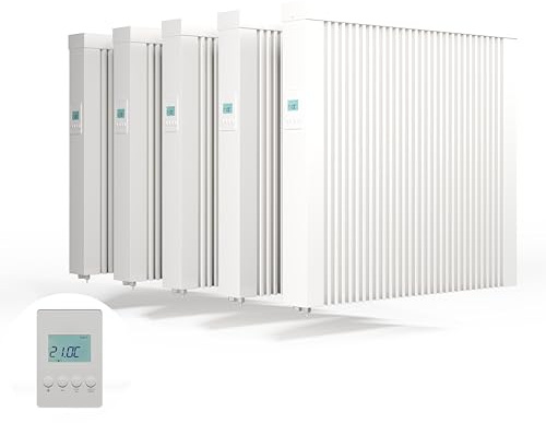 eVARMO 5x Areo smart 1300 Watt elektrische Heizung mit Schamottekern zur Wandmontage/Elektroheizkörper (Elektroofen)