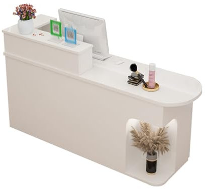 Moderner Empfangstisch mit abschließbaren Schubladen, weiß, für Büro, Empfang, Theke, platzsparend, 79,8 x 49,8 x 104,9 cm