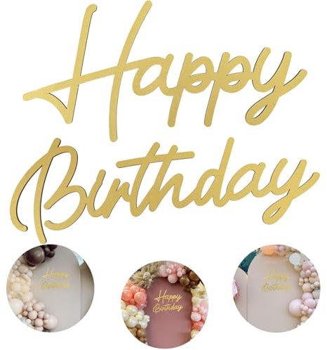 Panneau en bois « Happy Birthday » pour toile de fond, lettres découpées dorées pour arche de ballons, fête, fête prénatale, photographie, décoration de fond parfait accessoire de célébration
