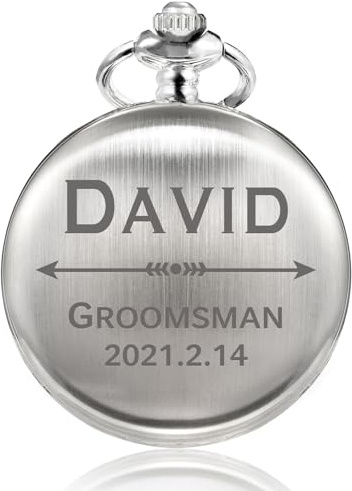 TREEWETO Taschenuhr mit Gravur Personalisierte Graviert Geschenk für Best Man Fobwatch Bräutigam Geschenke Für Hochzeit Trauzeuge Hochzeitsgeschenk