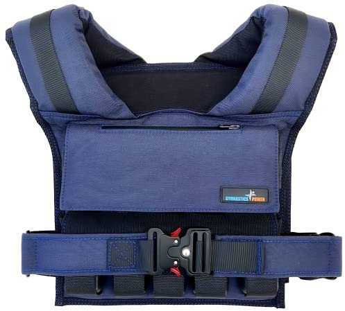 Gymnastics Power, Gewichtsweste 27,2 kg, Marineblau, Abnehmbare Eisen-Gewichte für Herren und Damen, Geeignet für Calisthenics- und Fitnesssport-Training