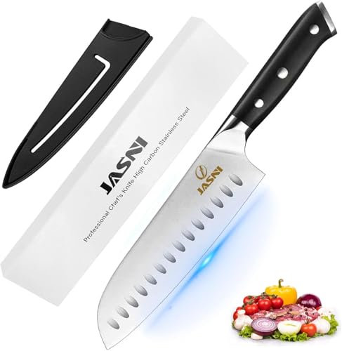 7 inch Santoku knife, Kitchen knife Ultra Sharp Knives Japanese Chef knife, German Stainless Steel knife Chef for Cutting Chopping Knives for Meat Vegetable Fruits, with Ergonomic Handle, Gift Box