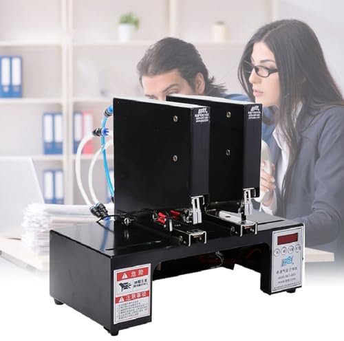 JOSBY Multifunktionaler pneumatischer Hefter, 100 mm elektrische Doppelkopf-Bindemaschine mit Ergiebigkeitszähler, Einstellung der Nagelausfallzeit und Geschwindigkeitseinstellung, für Archive, Büros