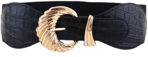 LuoAXINN Kummerbund Bünde for Kleid Dame Wide Stretch Cummerbunds Party Hochzeit Dekorieren Mädchen Schwarz PU Leder Taille Dichtungen Mantel
