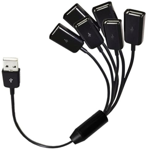 Turodeuo USB Extension Cable 6 in 1 USB Charge Fast 3A Charging Date Cable Y Splitter Cable USB Male to USB Female 1 to 6 Cord