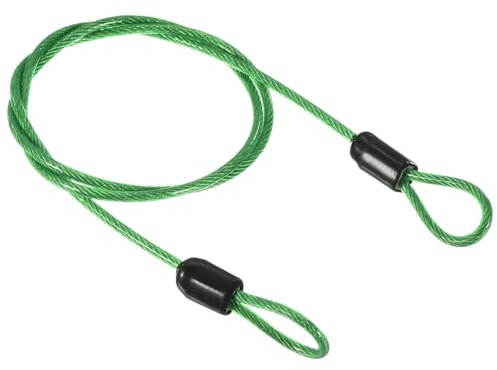 TOP-VIGOR 1Pcs Security Steel Cable, 2.5mm x 0.5m / 1.64ft Coated Safety Wire Rope Double Loop Flexible Security Cable Lock for Outdoor Travel Luggage Bike, Green