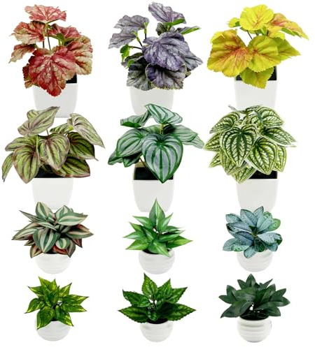 SNAIL GARDEN 12 Pack Small Artificial Plants in Pots, 2 Sises Small Fake Plant for Home Decor, 5.5 & 3.5 Mini Potted Plants, Realistic Potted Plant Desk Decor for Office Bathroom