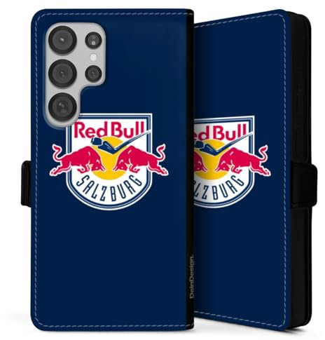 Klapphülle kompatibel mit Samsung Galaxy S25 Ultra Handyhülle aus Kunst Leder schwarz Flip Case EC Red Bull Salzburg Offizielles Lizenzprodukt Eishockey