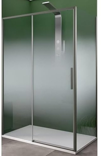 IMPALLI Cabine de douche d'angle H200 cm à niche extensible 77,5-79 cm 117-120 cm Porte fixe et coulissante cristal trempé 6 mm Finition cristal dégradé (NICHEL brossé 80 x 120)