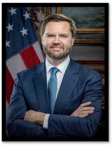 Artery8 United States 50th Vice President JD Vance Portrait Man Cave Art Print Framed Poster Wall Decor 12x16 inch