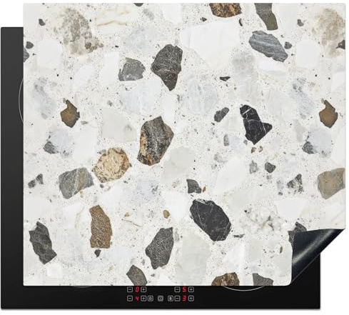 KitchenYeah© Herdabdeckplatte Einteilig Küche Ceranfeld Abdeckplatte | 60x52 cm - Cerankochfeld Abdeckung Induktionskochfeld Schutzmatte Marmor - Terrazzo - Dekoration - Innenbereich