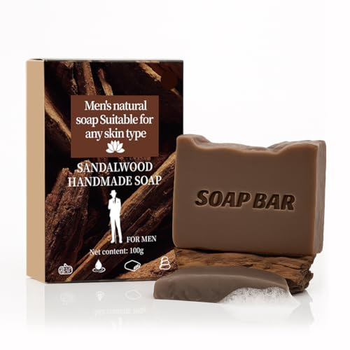 APPTI Natürliche Männer Seife - Palmölfrei, Vegan & Sensitive Haut,Feste Duschseife für Körper/Gesicht/Haare, Organisch mit Sandelholz (100g)