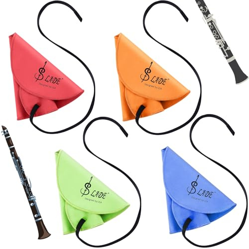 Yinder 4 Pcs Clarinet Swab Cloth Clarinet Cleaner Cleaning Cloth Swab for Inside Tube Suitable Piccolo Flute Sax Saxophone (Multicolor)