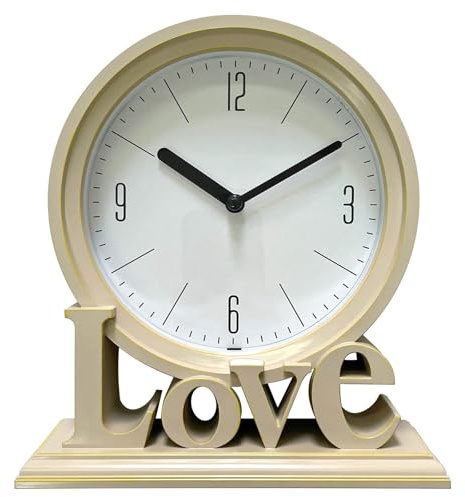 Orologio da tavolo decorativo vintage, senza ticchettio, per soggiorno, camera da letto, mensola, camino, design retrò con amore familiare