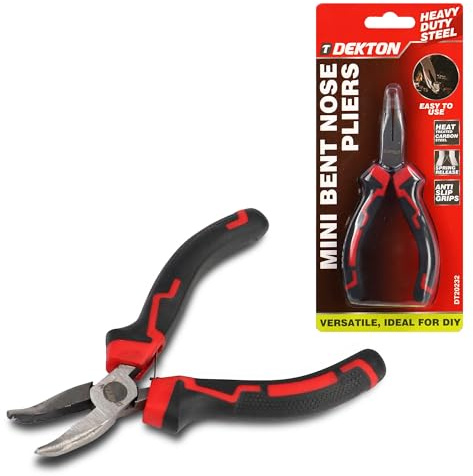 Dekton Mini Bent Nose Pliers-Precision Tool for Detailed Work|Ideal for Electronics, Jewelry Making, Small Repairs| Durable High-Carbon Steel| Comfortable Grip Handles| Compact Design for Tight Spaces