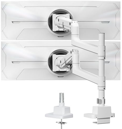 monTEK Heavy-Duty Dual Monitor Arm for 17-57 Ultrawide Screens | Gas spring arms support up to 27kg per monitor, Fits 75x75 & 100x100mm VESA ,Tilt Swivel Rotate,cable management