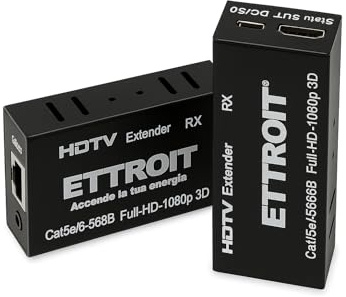 IXTRIMA Extender HDMI, Kit TX-RX su Cavo LAN RJ45, Full HD 1080P 3D, Portata 60 Metri