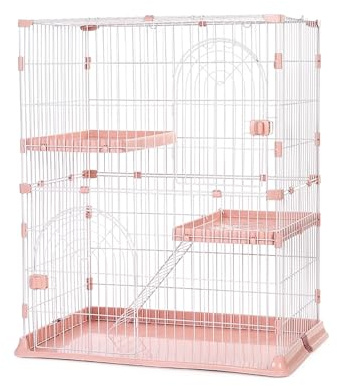 Kaninchenkäfig Indoor 2-stöckig Metall mit Plattform und Rampe, geräumiges Design für 2 Kaninchen, leicht zu reinigen und zusammenzubauen