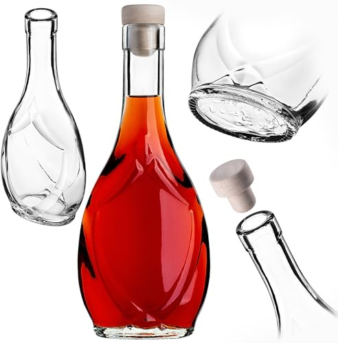 KADAX bouteille en verre 250ml – Petites bouteilles vides à bouchon en liège pour liqueurs, schnaps & cadeaux