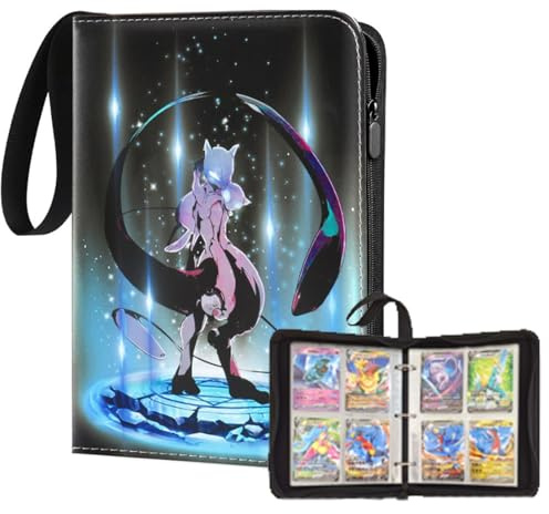 Album Cartas Coleccionables,Card Binder con 50 Páginas,400 Bolsillos,PU Impermeable Alta Definición y Transparente con Cremallera,Para Tarjetas de Tamaño Estándar,Regalo para Niños