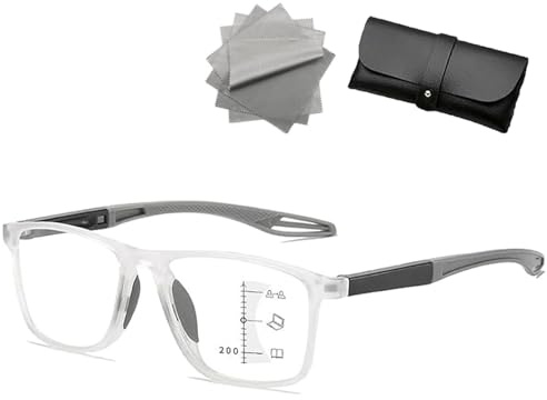 DPKSML Banogalle Brille, Banogalle Automatik Brille, Ultraleichte und bequeme Anti-Blaulicht-Brille für Presbyopie, Anti-Blaulich Intelligente Zoom Automatische Brillen (Transparent-grau,+2.0)