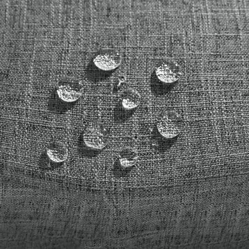 FIBORIA Tischdecke Rund 140 cm Leinenoptik 300 g/m² Abwaschbar Tischdecken Grau Tischtuch Wasserabweisende Tischwäsche Klein GartenTischdecke Table Cloth Für Outdoor,Garten,Hochzeite,Party,Camping
