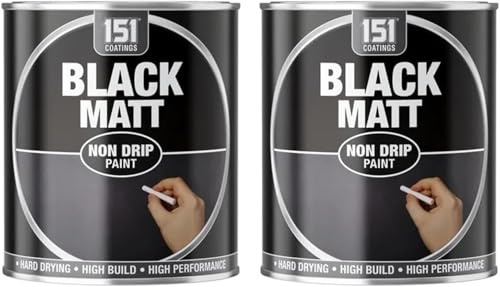 MSQUARE Non-Drip Paint, Quick Drying, Smooth Coverage, Easy Application, Durable, Minimal Drip, Multipurpose, Ideal for Cars, Bikes, Metal, Wood & DIY Projects, Black Matt, 300ml (Pack of 2)