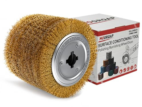 MOGRQAP Polishing Drum Brass Wire Brush Wheel for Sanding Metal