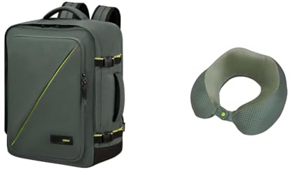 American Tourister Take2Cabin Easyjet Bolsa de Cabina 36 x 20 x 45 cm Verde con Almohada de Viaje, Olive/Lime