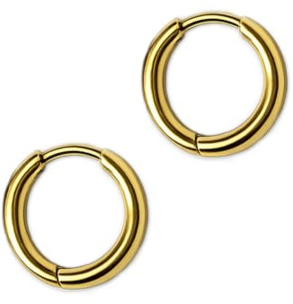 Små smala kreolska örhängen mini fällbara creoler i rostfritt stål Conch Cartilage brosk piercing Z602, 1,6 x 11mm, Rostfritt stål