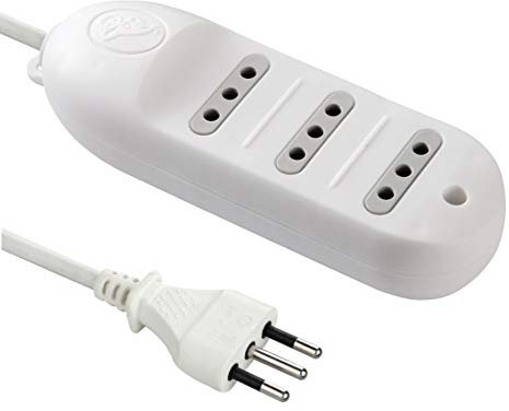 Electraline 62032 Multipresa 3 Posti 10A, Cavo 1,5 m Bianco