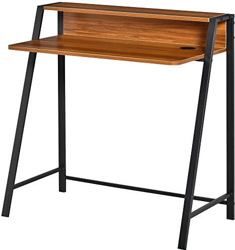 HOMCOM Writing Desk Workstation Storage Shelf 84L x 45W cm Walnut