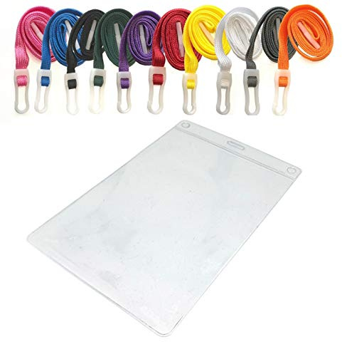 PCL Media ltd Schlüsselband-Tasche aus Kunststoff, A6, transparent, für Namensschild, A6, Größe 152 x 108 mm, Ausweishalter und Umhängeband, Blau, 10 Stück