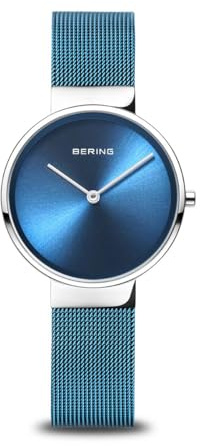 Bering Damen Quarz Uhr | Armbanduhr 31 mm Edelstahlgehäuse und Zifferblatt | Milanaisearmband | Saphierglas | 5 ATM | 14531
