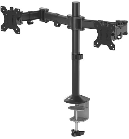 Fellowes Monitor Halterung 2 Monitore - Monitor Arm für 2 Bildschirme bis 68,5 cm (27 Zoll) - 180° Drehung und 45 cm Höheneinstellung - Befestigung mit Klemme - schwarz