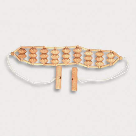 2x HOFMEISTER® Massage-Gerät aus Buchen-Holz, gegen Verspannungen & Schmerzen, Wellness & Entspannung für Rücken & Schultern, Naturprodukt aus Europa, Massage-Band, 112 cm