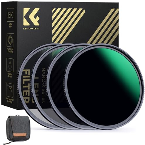 K&F CONCEPT 58mm ND Filterset ND4+ND8+ND64+ND1000 Filter,2/3/6/10 Blenden