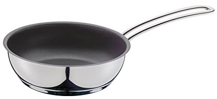 Küchenprofi COOK CAPRI Padella Ø 16 cm, altezza 4,8 cm, in acciaio inox, con bordo alto, fondo multistrato extra resistente, padella antiaderente, padella in acciaio inox resistente al forno