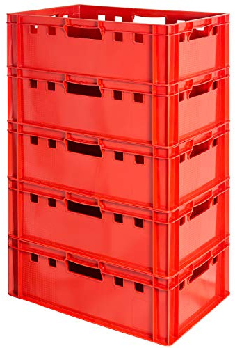 Fleischkiste E2 Fleischkiste Rot Fleischerkiste Fleischkisten Kiste Fleischkiste Eurobox Lebensmittelecht 60 x 40 Metzgerkiste Auswahl Kingpower, Anzahl:5