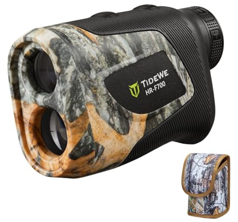 TIDEWE Hunting Rangefinder with Rechargeable Battery, 700Y Camo Laser Range Finder 6X Magnification, Distance/Angle/Speed/Scan Multi Functional Water-Resistant Rangefinder with Case