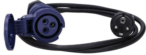 Voxura CEE-Adapterleitung Schutzkontakt-Stecker CEE-Kupplung Schutzkappe Camping Caravan Wohnmobil Wohnwagen Boot Stromkabel Außenbereich 3-polig 230V 16A H07RN-F 3x1,5 IP44 2m