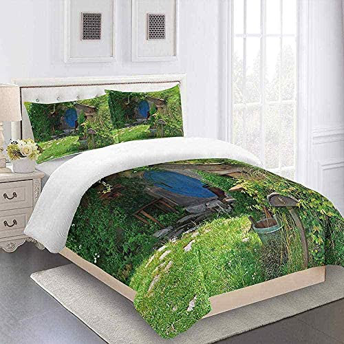 SNDTXE Bettwäsche Set 200x200cm Mikrofaser Damen Herren 3D-Druck Garten Holzhaus Drucken Modern Schlafzimmer Dekorative Günstig Bettbezug Mit Reißverschluss Und 2 Kissenbezug 80x80cm Bettwaren