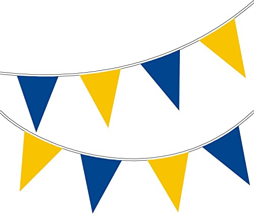 Happium Wimpelkette, 10 m, einfarbig, Wimpelkette, Party-Dekoration, Girlande (blau, gelb)